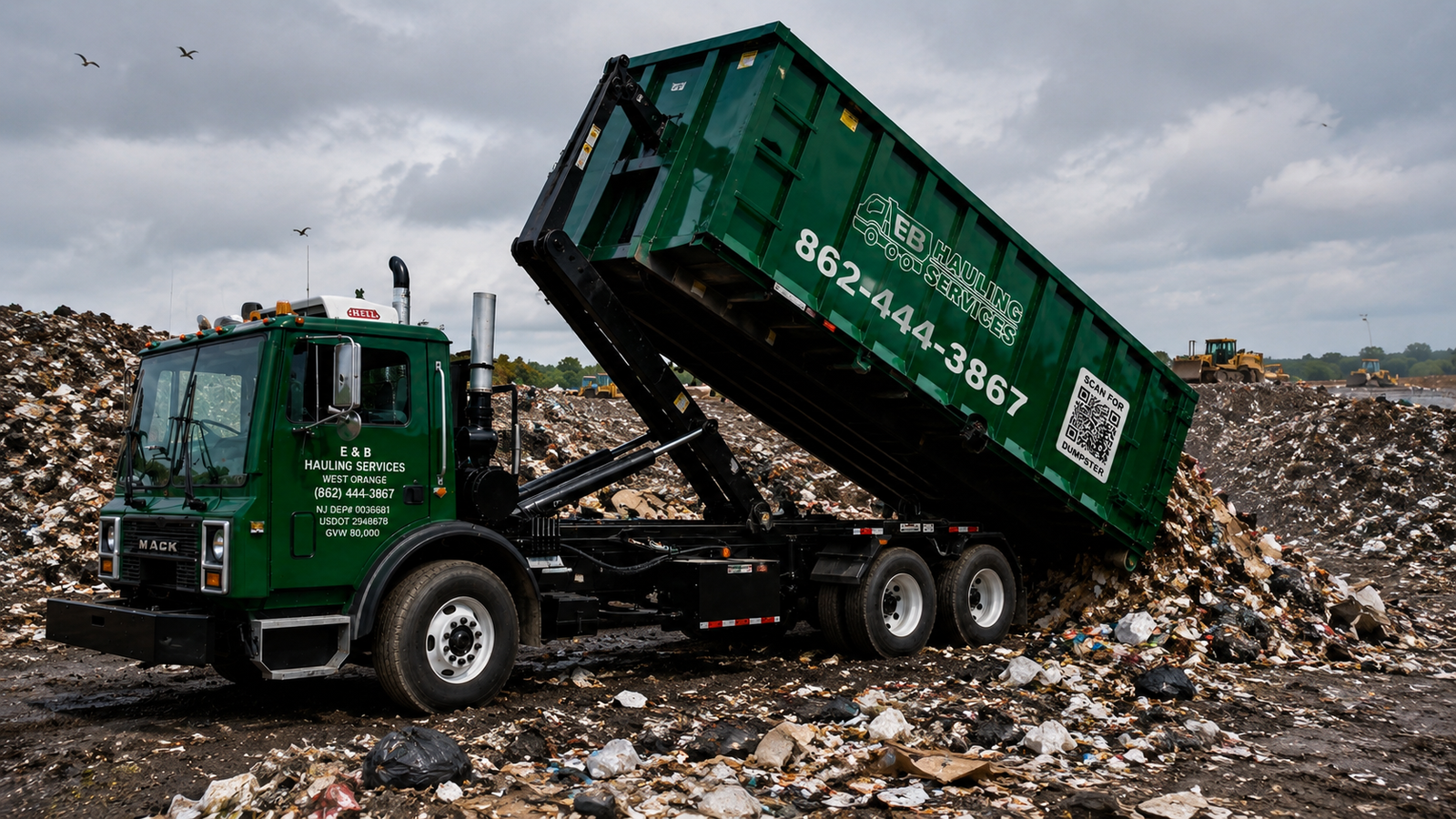 Rear-loader truck for emergency cleanup hauling