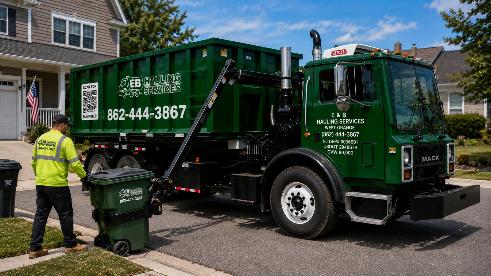 EB Hauling commercial dumpster pickup service visual