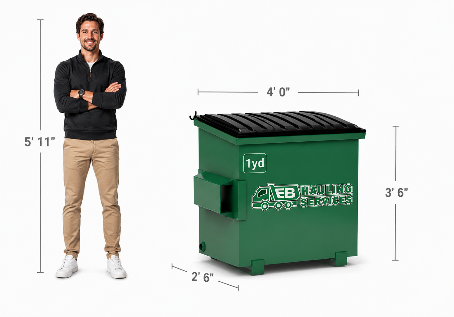 1 yard dumpster with measurements