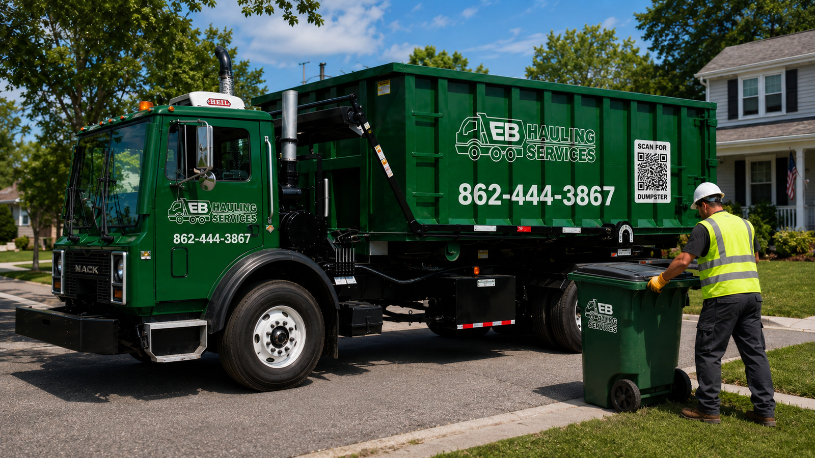 Dumpster rental truck serving Union County NJ