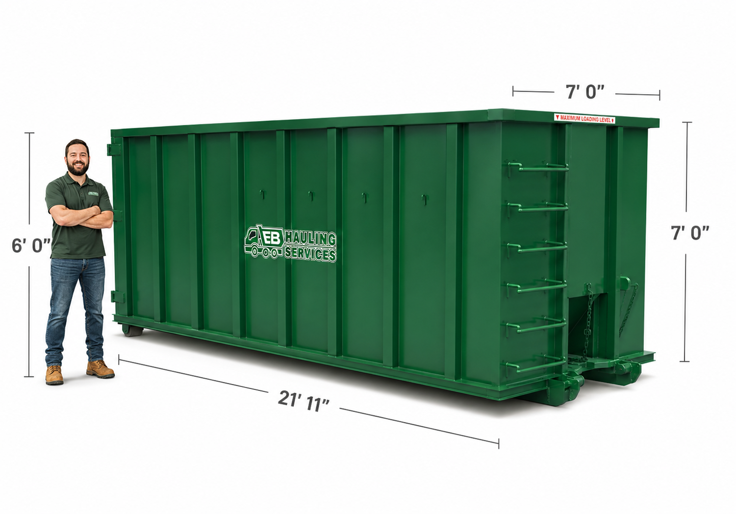 40 yard roll-off dumpster size reference